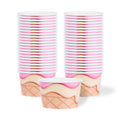 Coppetta 8 oz Round Vanilla Strawberry Swirl Paper To Go Cup - 3 3/4" x 3 3/4" x 2 1/4" - 200 count box