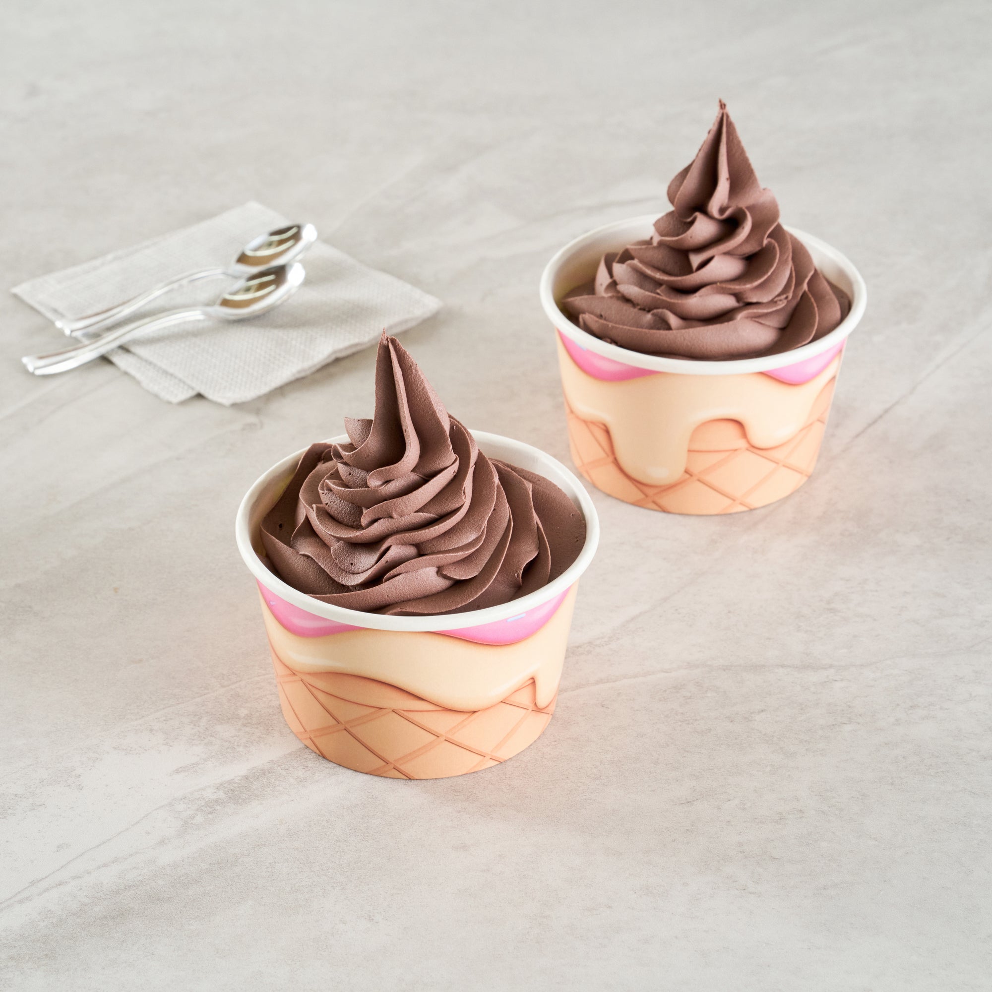 Coppetta 8 oz Round Vanilla Strawberry Swirl Paper To Go Cup - 3 3/4" x 3 3/4" x 2 1/4" - 200 count box