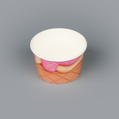 Coppetta 8 oz Round Vanilla Strawberry Swirl Paper To Go Cup - 3 3/4" x 3 3/4" x 2 1/4" - 50 count box