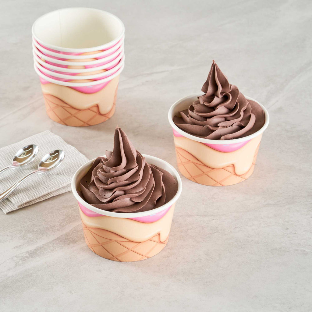 Coppetta 8 oz Round Vanilla Strawberry Swirl Paper To Go Cup - 3 3/4" x 3 3/4" x 2 1/4" - 50 count box