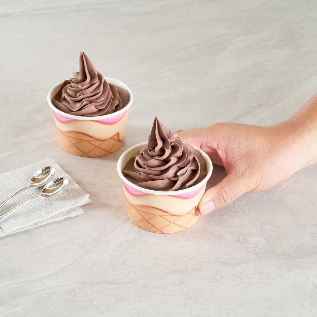 Coppetta 8 oz Round Vanilla Strawberry Swirl Paper To Go Cup - 3 3/4" x 3 3/4" x 2 1/4" - 50 count box