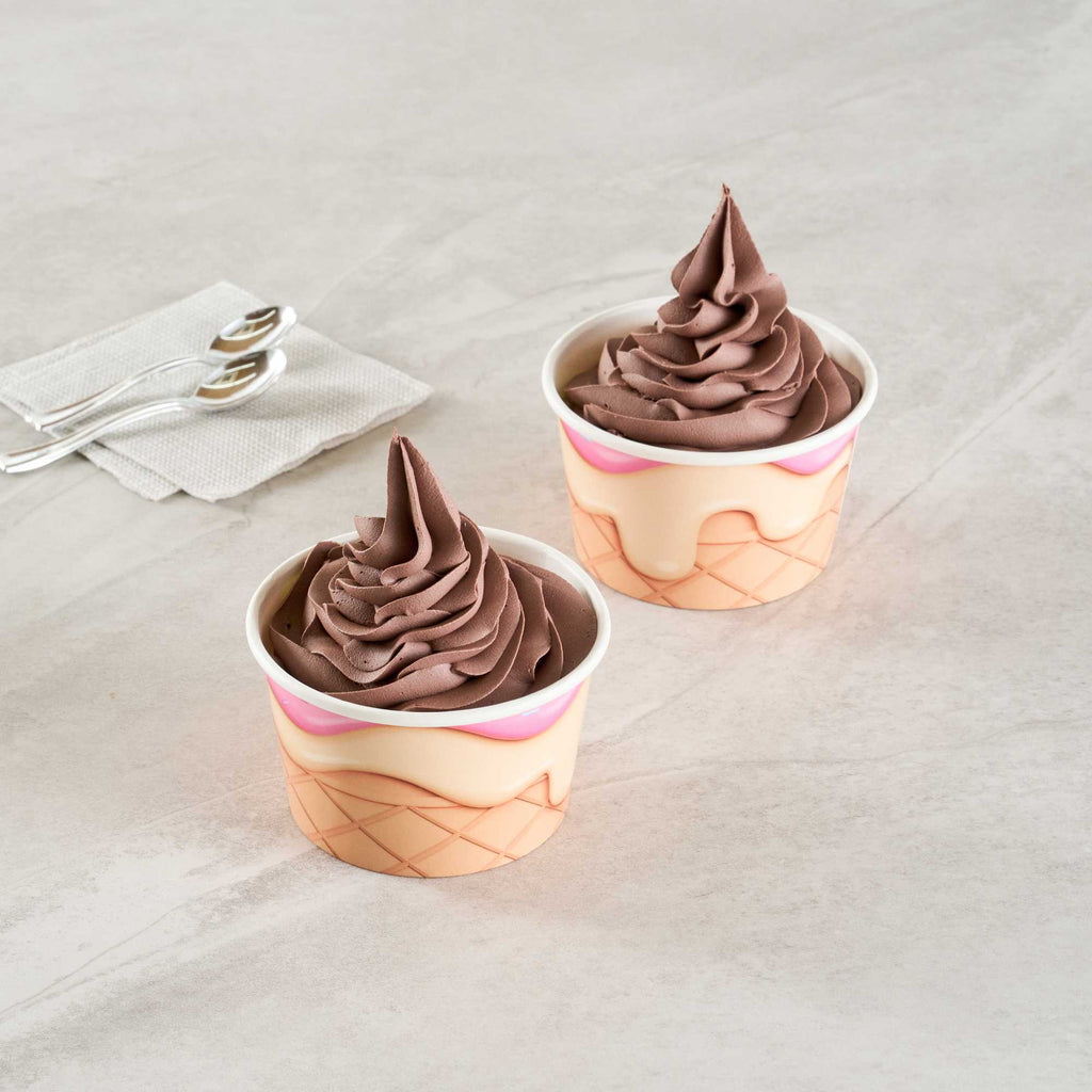Coppetta 8 oz Round Vanilla Strawberry Swirl Paper To Go Cup - 3 3/4" x 3 3/4" x 2 1/4" - 50 count box