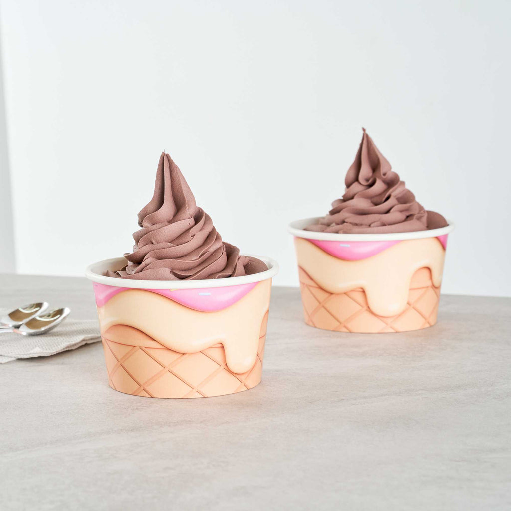 Coppetta 8 oz Round Vanilla Strawberry Swirl Paper To Go Cup - 3 3/4" x 3 3/4" x 2 1/4" - 50 count box