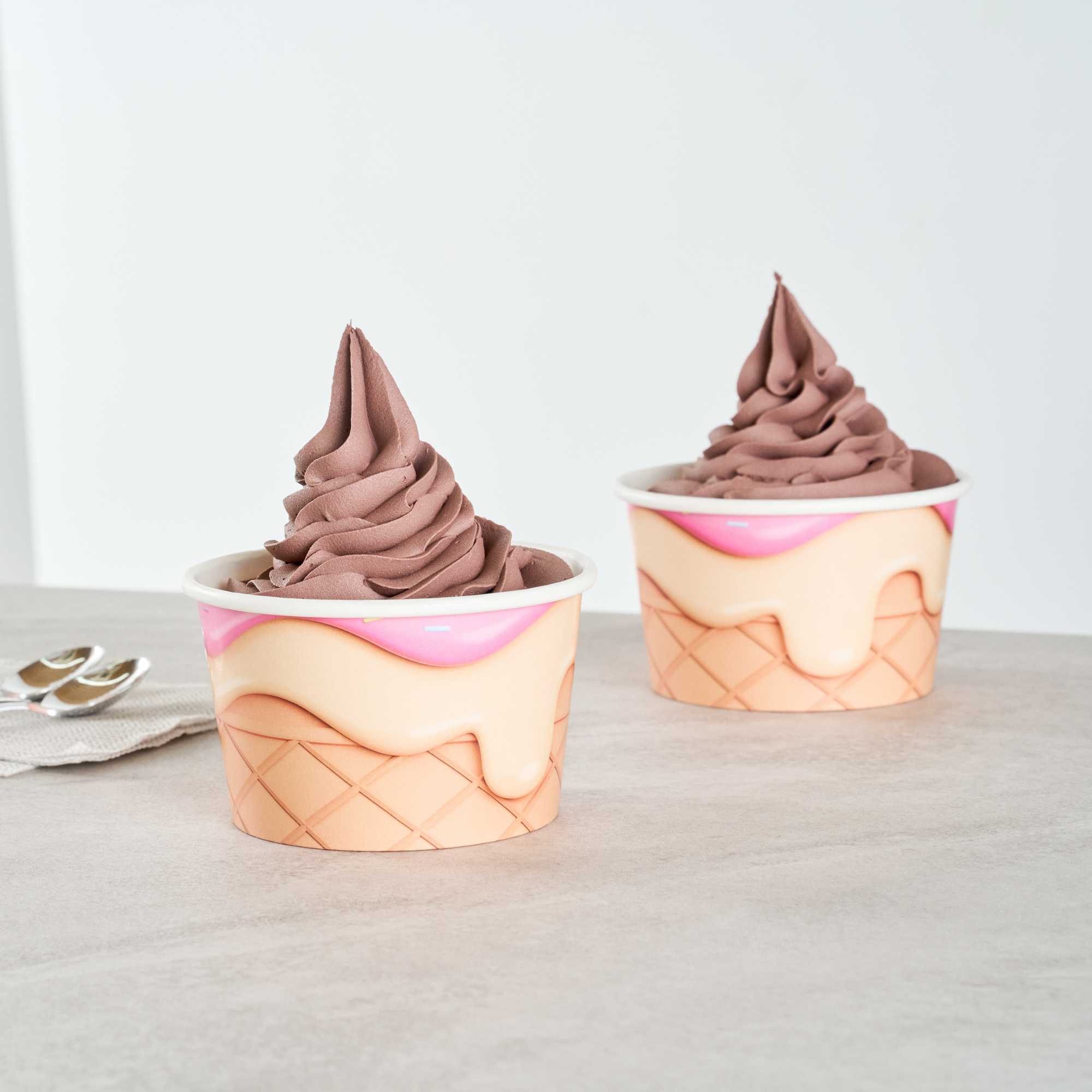 Coppetta 8 oz Round Vanilla Strawberry Swirl Paper To Go Cup - 3 3/4" x 3 3/4" x 2 1/4" - 50 count box