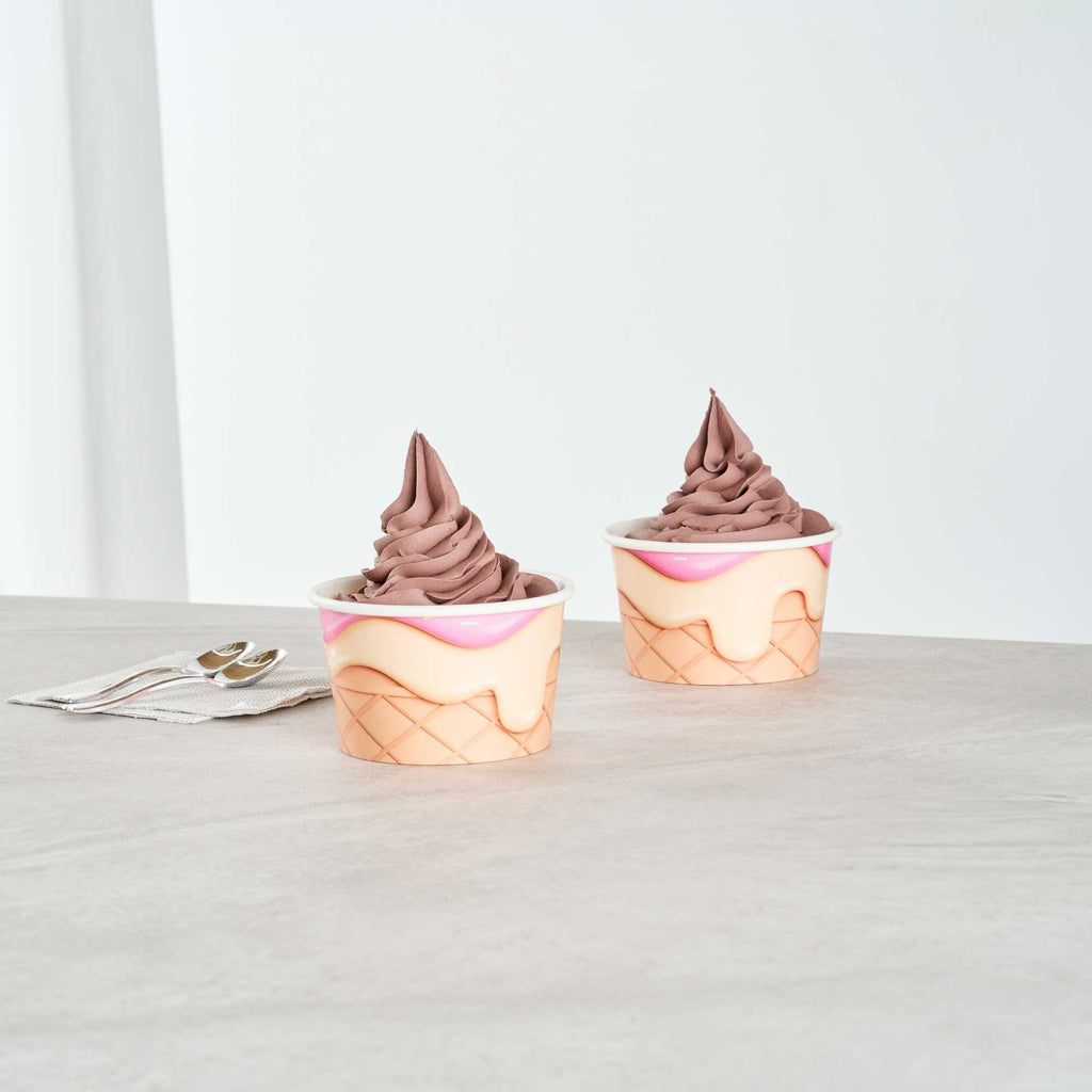 Coppetta 8 oz Round Vanilla Strawberry Swirl Paper To Go Cup - 3 3/4" x 3 3/4" x 2 1/4" - 50 count box