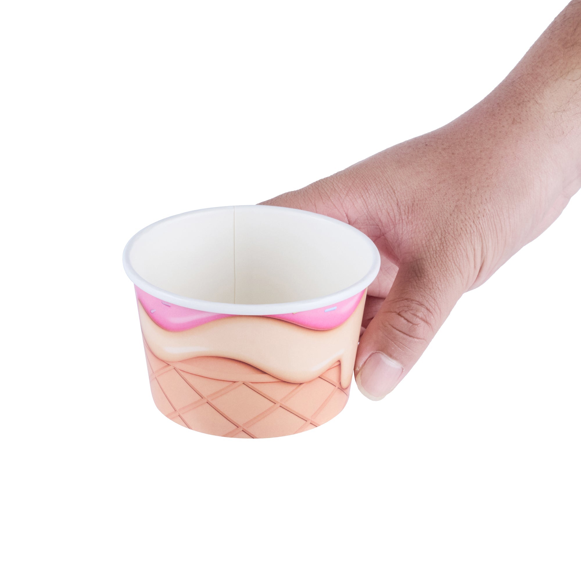 Coppetta 8 oz Round Vanilla Strawberry Swirl Paper To Go Cup - 3 3/4" x 3 3/4" x 2 1/4" - 200 count box
