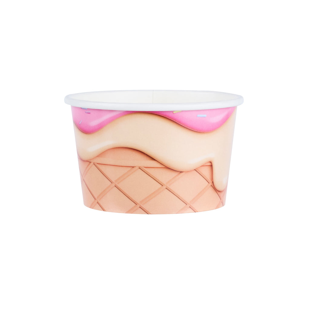 Coppetta 8 oz Round Vanilla Strawberry Swirl Paper To Go Cup - 3 3/4" x 3 3/4" x 2 1/4" - 200 count box
