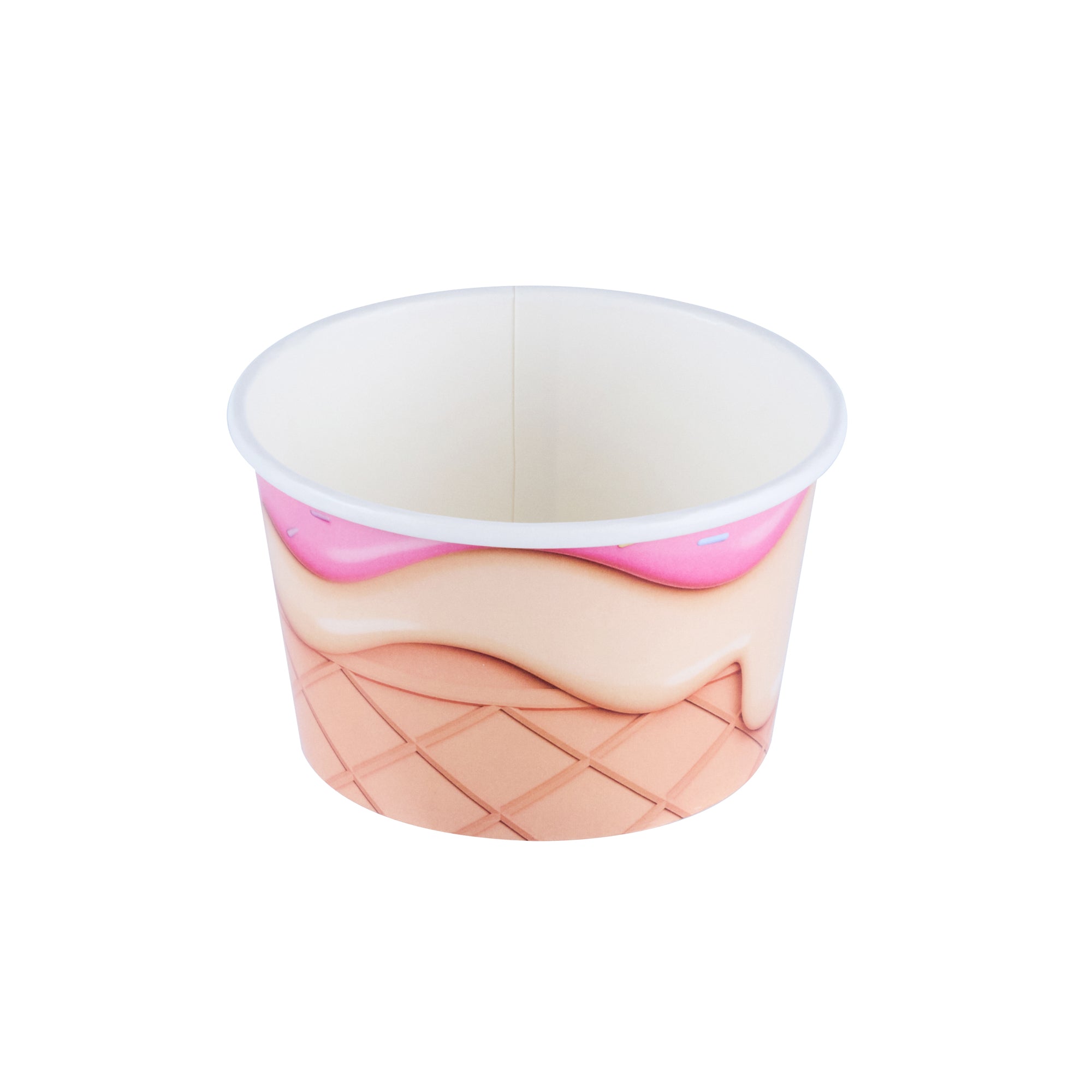Coppetta 8 oz Round Vanilla Strawberry Swirl Paper To Go Cup - 3 3/4" x 3 3/4" x 2 1/4" - 200 count box