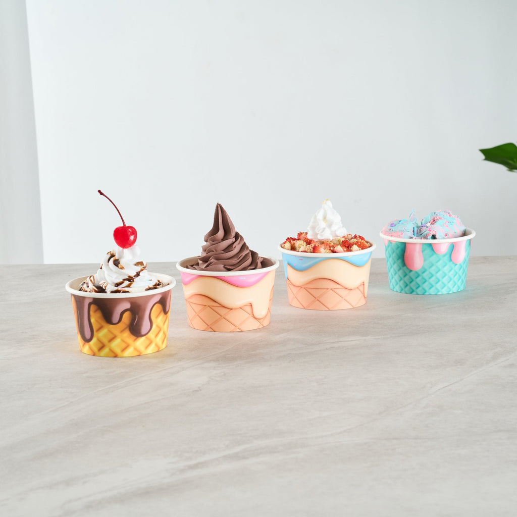 Coppetta 8 oz Round Vanilla Strawberry Swirl Paper To Go Cup - 3 3/4" x 3 3/4" x 2 1/4" - 200 count box