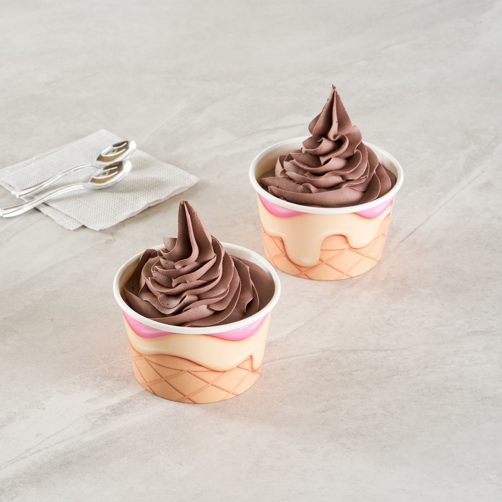 Coppetta 8 oz Round Vanilla Strawberry Swirl Paper To Go Cup - 3 3/4" x 3 3/4" x 2 1/4" - 200 count box