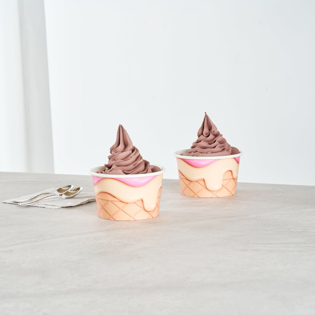 Coppetta 8 oz Round Vanilla Strawberry Swirl Paper To Go Cup - 3 3/4" x 3 3/4" x 2 1/4" - 200 count box