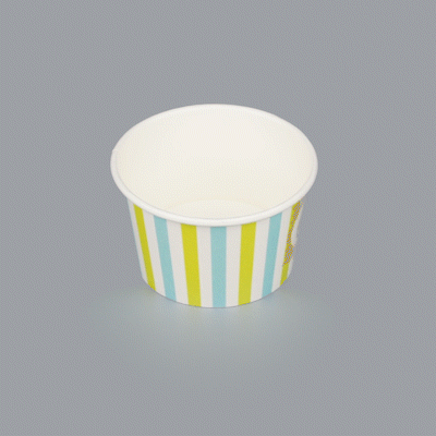 Coppetta 8 oz Round Blue And Green Stripe Paper To Go Cup - 3 3/4" x 3 3/4" x 2 1/4" - 200 count box