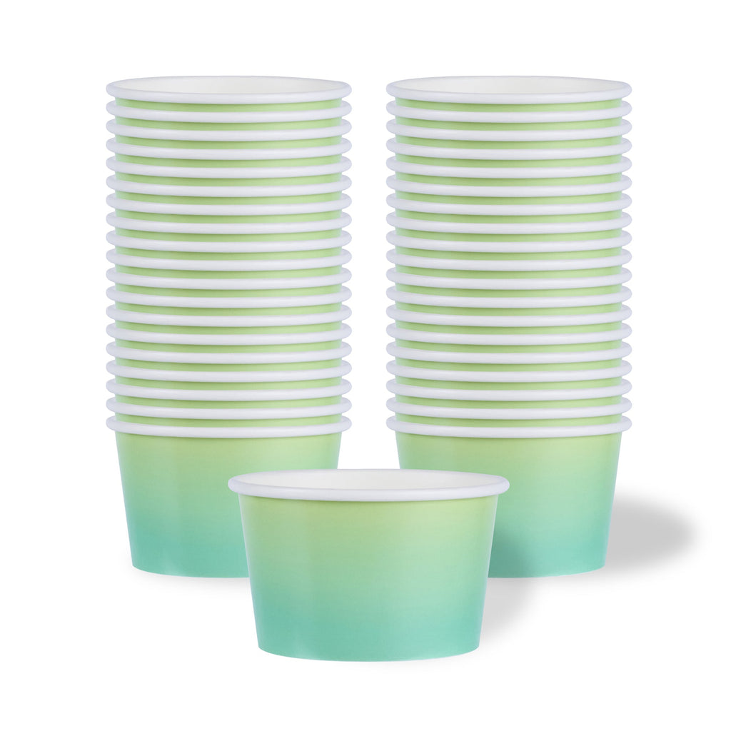 Coppetta 8 oz Round Teal And Green Ombre Paper To Go Cup - 3 3/4" x 3 3/4" x 2 1/4" - 200 count box