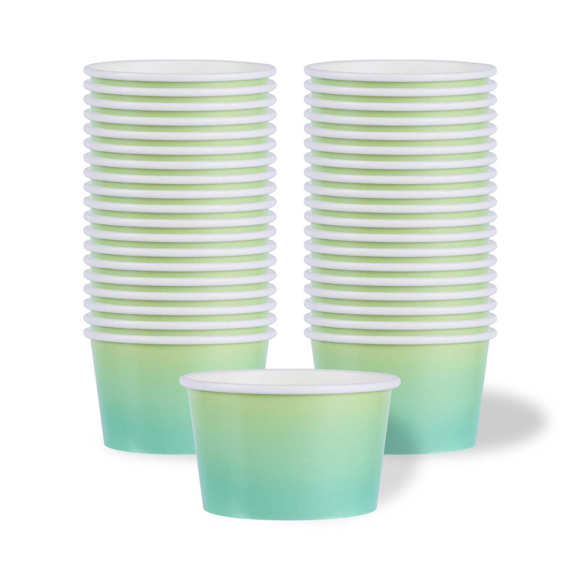 Coppetta 8 oz Round Teal And Green Ombre Paper To Go Cup - 3 3/4" x 3 3/4" x 2 1/4" - 200 count box