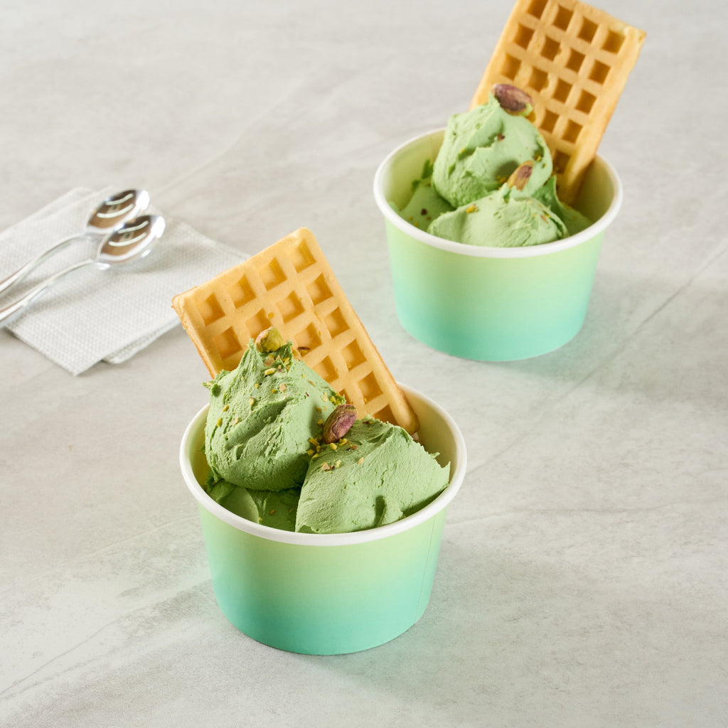 Coppetta 8 oz Round Teal And Green Ombre Paper To Go Cup - 3 3/4" x 3 3/4" x 2 1/4" - 200 count box