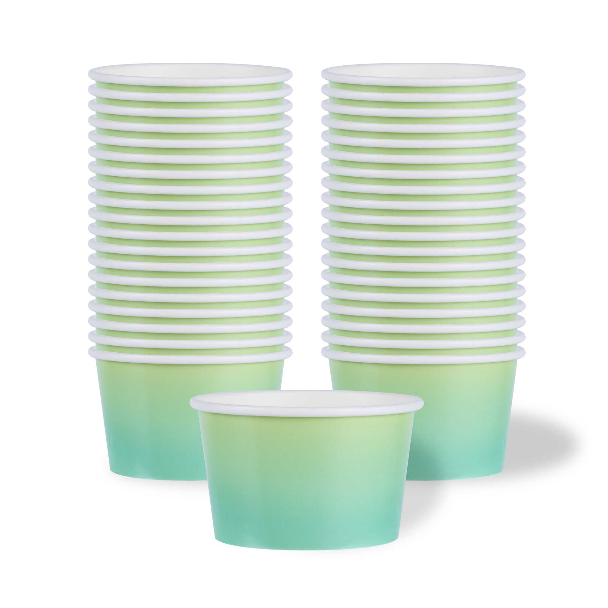 Coppetta 8 oz Round Teal And Green Ombre Paper To Go Cup - 3 3/4" x 3 3/4" x 2 1/4" - 50 count box