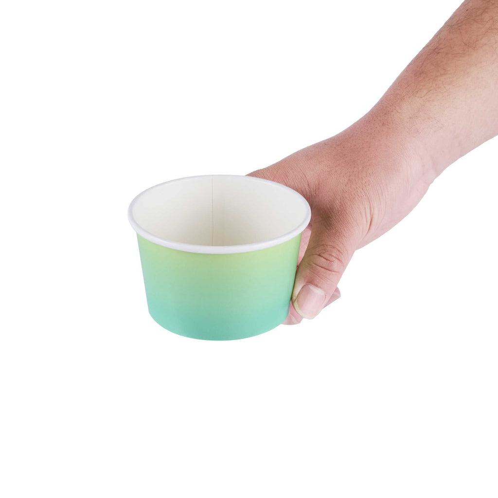 Coppetta 8 oz Round Teal And Green Ombre Paper To Go Cup - 3 3/4" x 3 3/4" x 2 1/4" - 50 count box