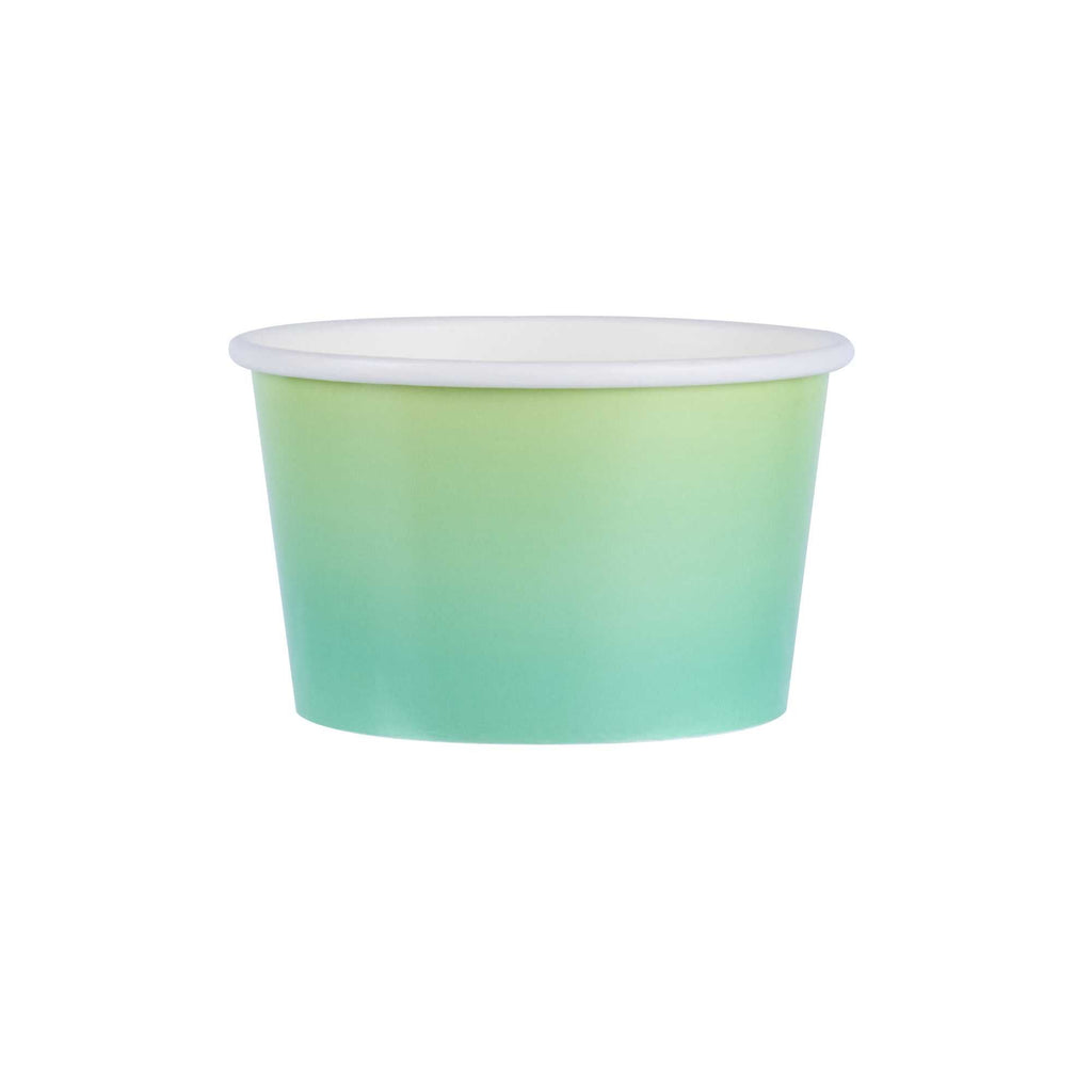 Coppetta 8 oz Round Teal And Green Ombre Paper To Go Cup - 3 3/4" x 3 3/4" x 2 1/4" - 50 count box
