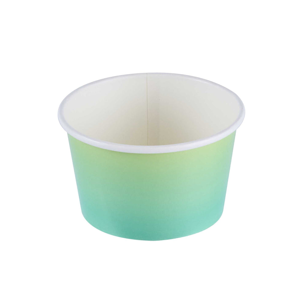 Coppetta 8 oz Round Teal And Green Ombre Paper To Go Cup - 3 3/4" x 3 3/4" x 2 1/4" - 50 count box