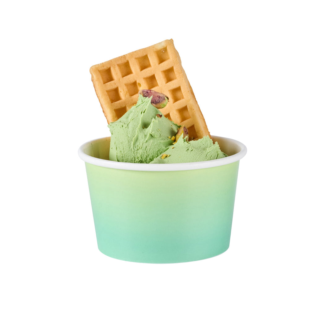 Coppetta 8 oz Round Teal And Green Ombre Paper To Go Cup - 3 3/4" x 3 3/4" x 2 1/4" - 200 count box