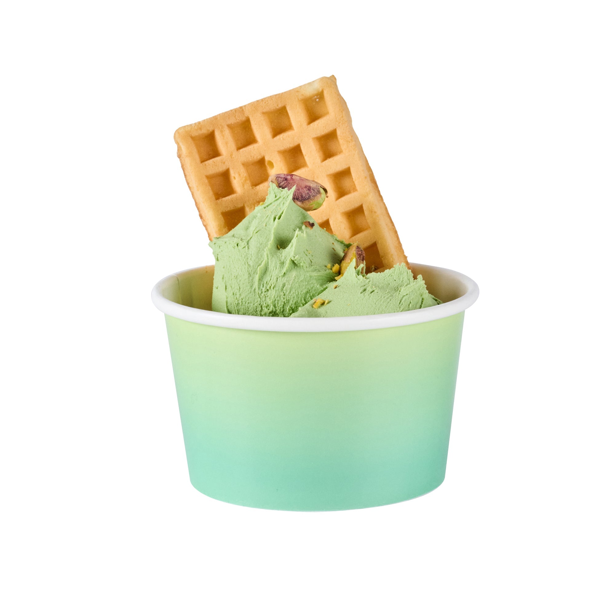 Coppetta 8 oz Round Teal And Green Ombre Paper To Go Cup - 3 3/4" x 3 3/4" x 2 1/4" - 200 count box