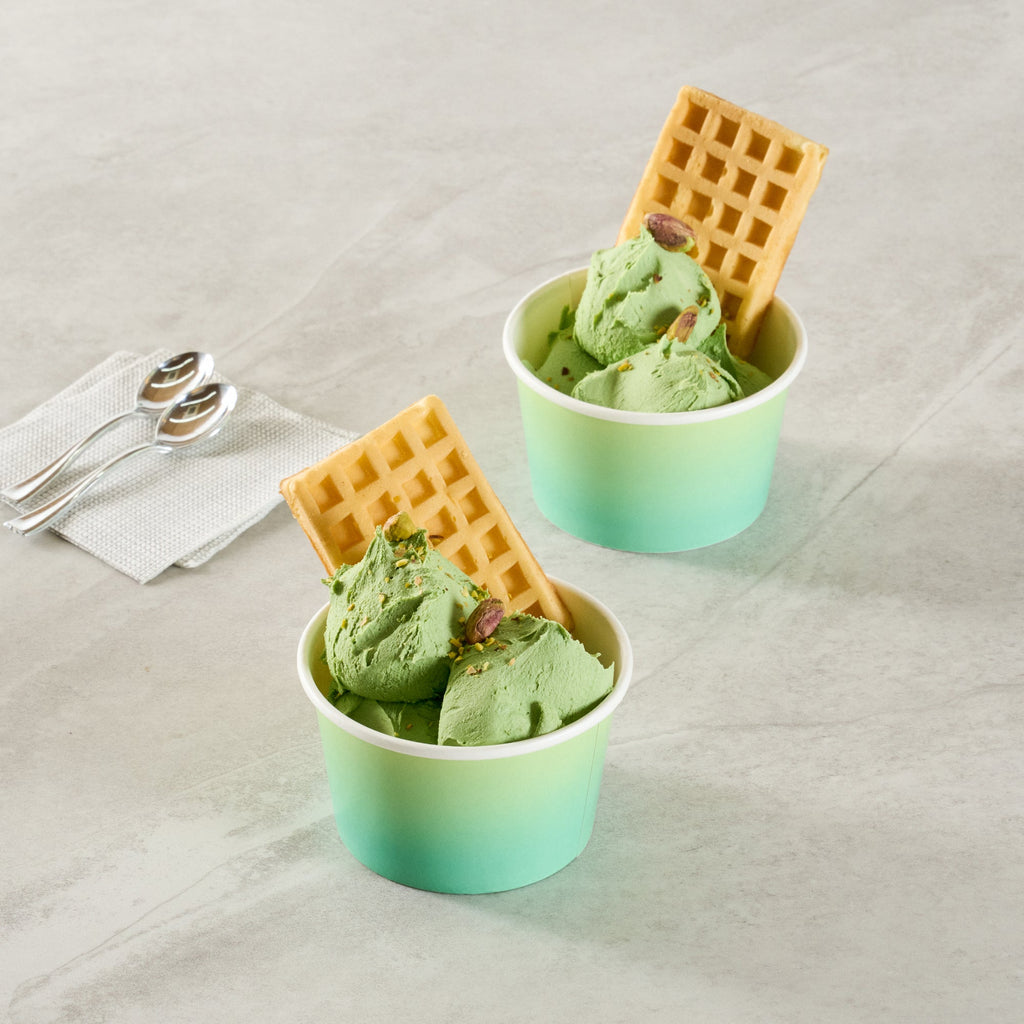 Coppetta 8 oz Round Teal And Green Ombre Paper To Go Cup - 3 3/4" x 3 3/4" x 2 1/4" - 200 count box