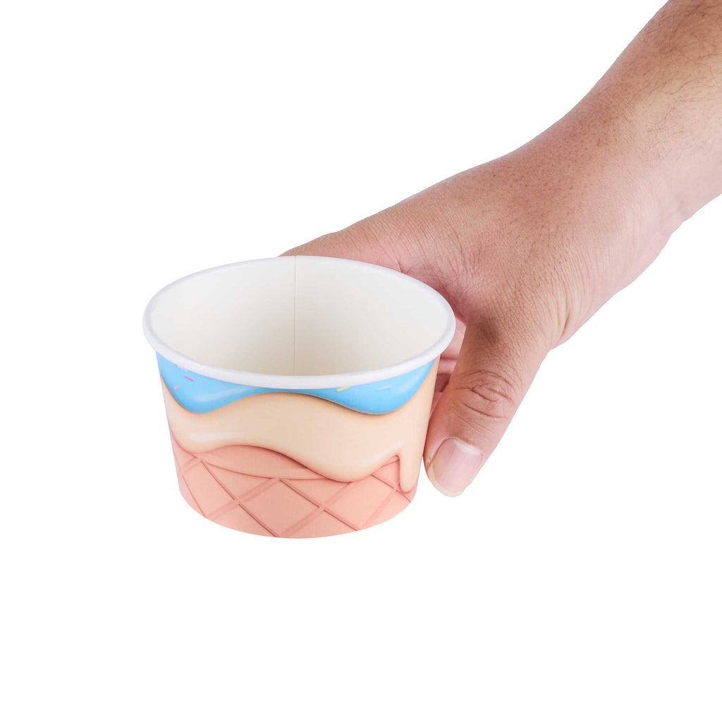 Coppetta 8 oz Round Frosty Delight Paper To Go Cup - 3 3/4" x 3 3/4" x 2 1/4" - 50 count box