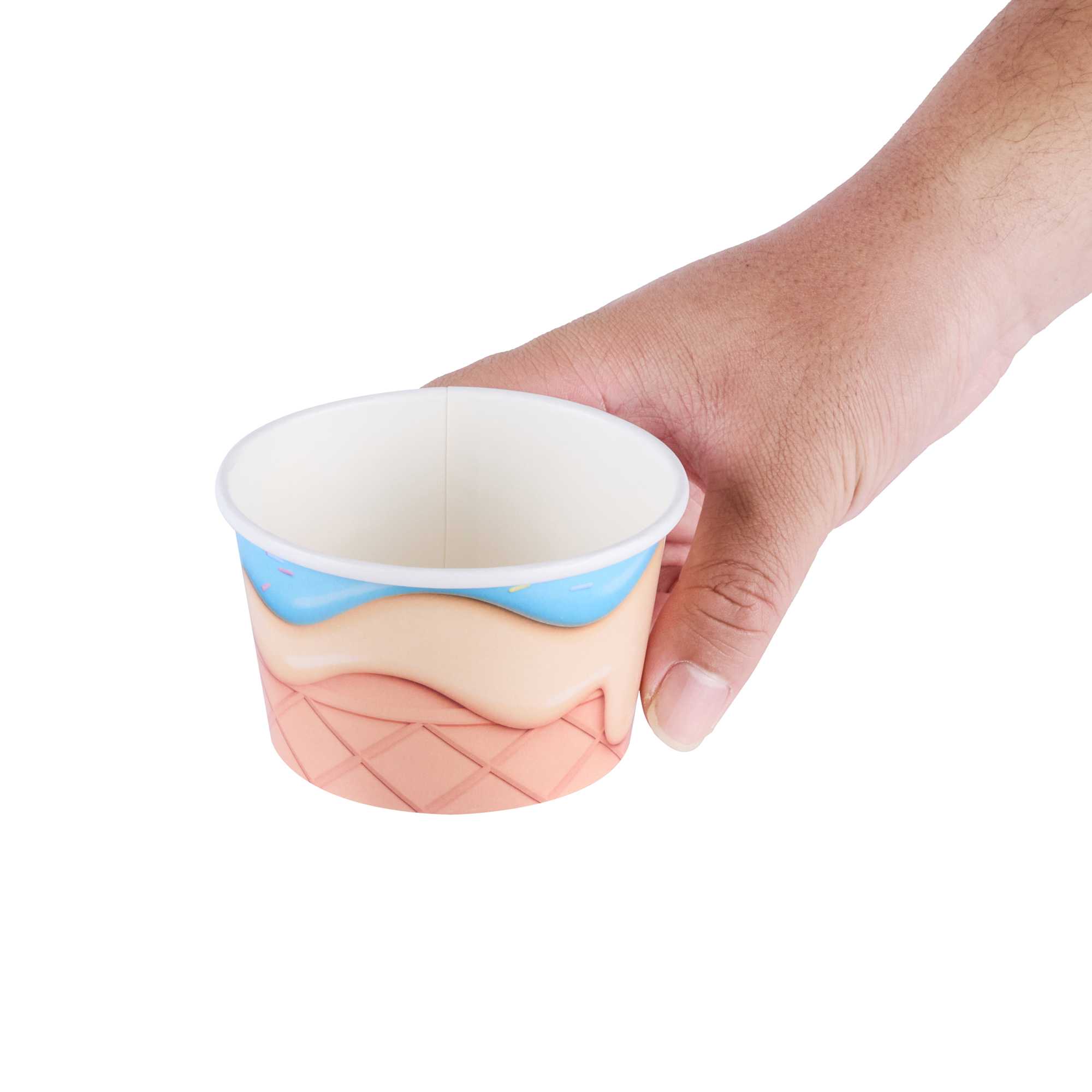 Coppetta 8 oz Round Frosty Delight Paper To Go Cup - 3 3/4" x 3 3/4" x 2 1/4" - 50 count box