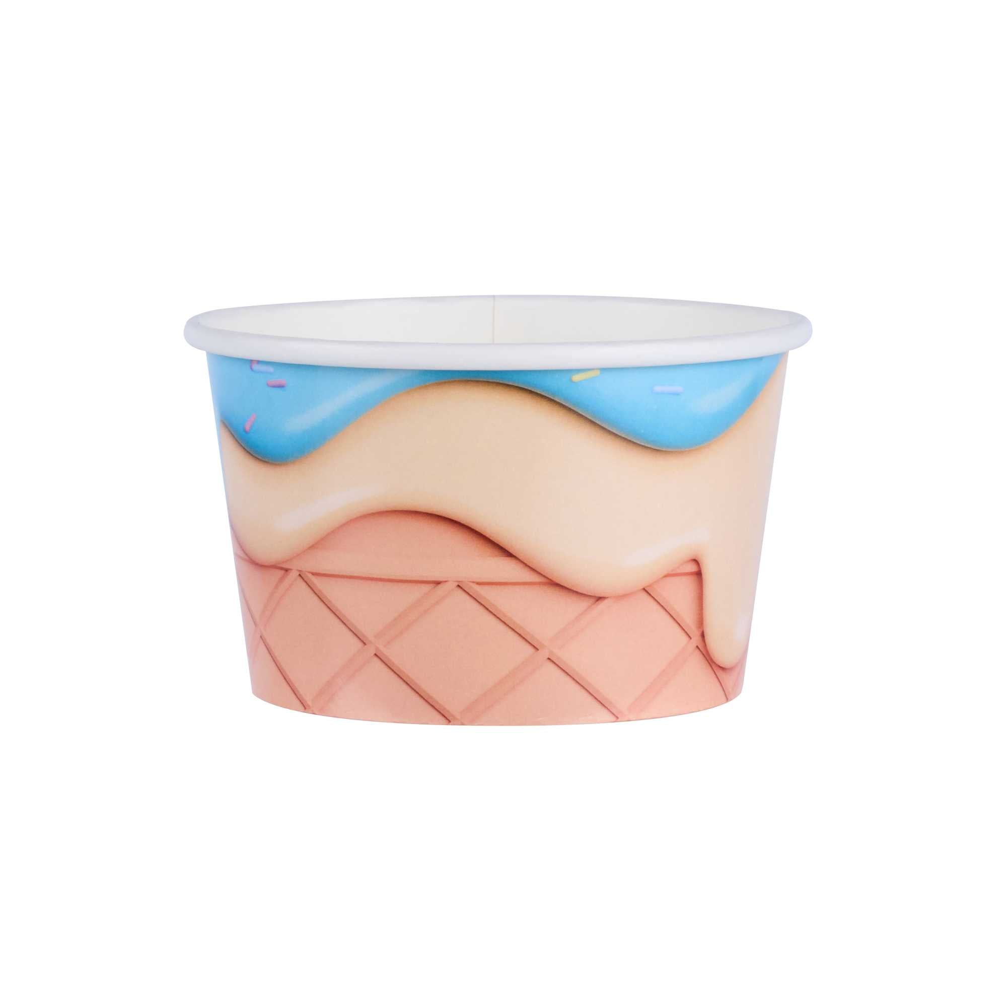 Coppetta 8 oz Round Frosty Delight Paper To Go Cup - 3 3/4" x 3 3/4" x 2 1/4" - 50 count box