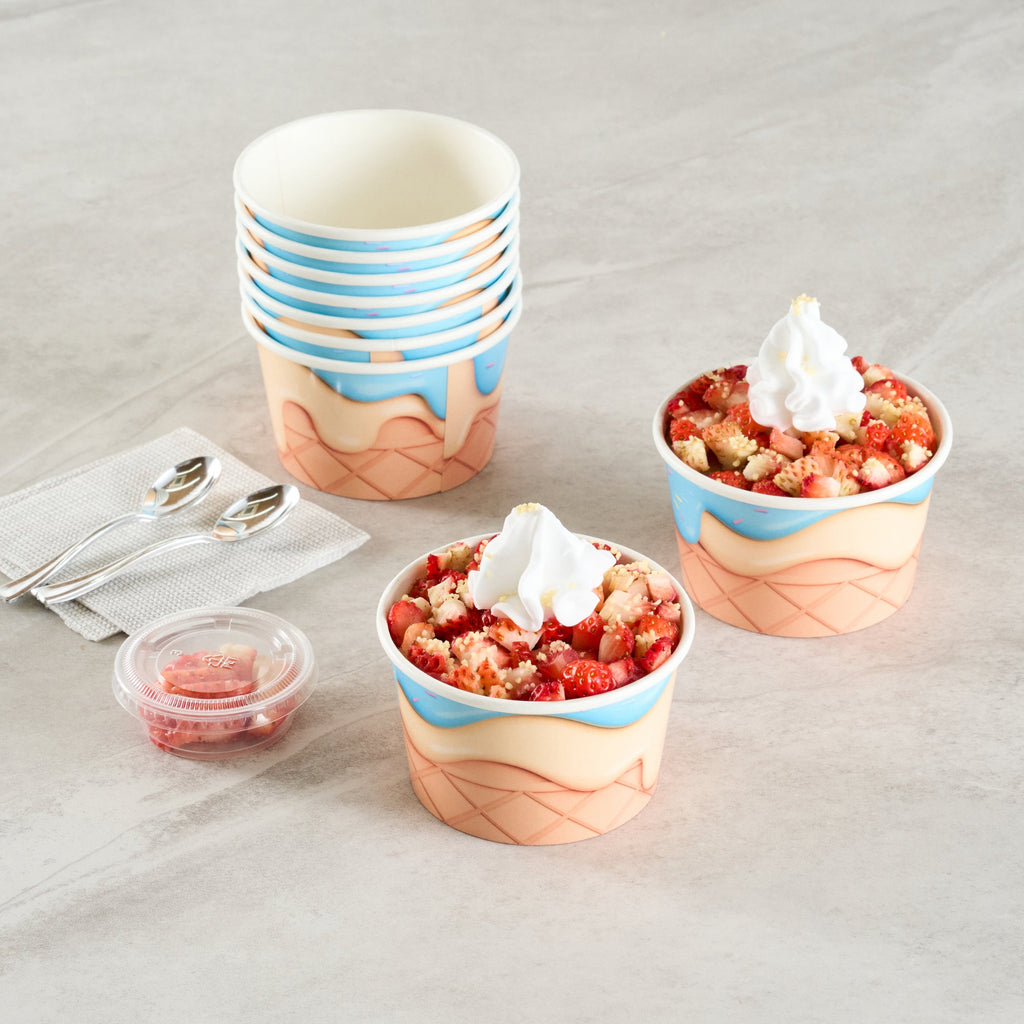 Coppetta 8 oz Round Frosty Delight Paper To Go Cup - 3 3/4" x 3 3/4" x 2 1/4" - 200 count box