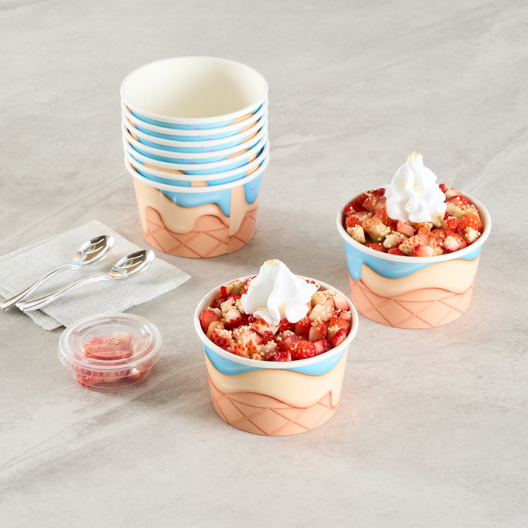 Coppetta 8 oz Round Frosty Delight Paper To Go Cup - 3 3/4" x 3 3/4" x 2 1/4" - 200 count box