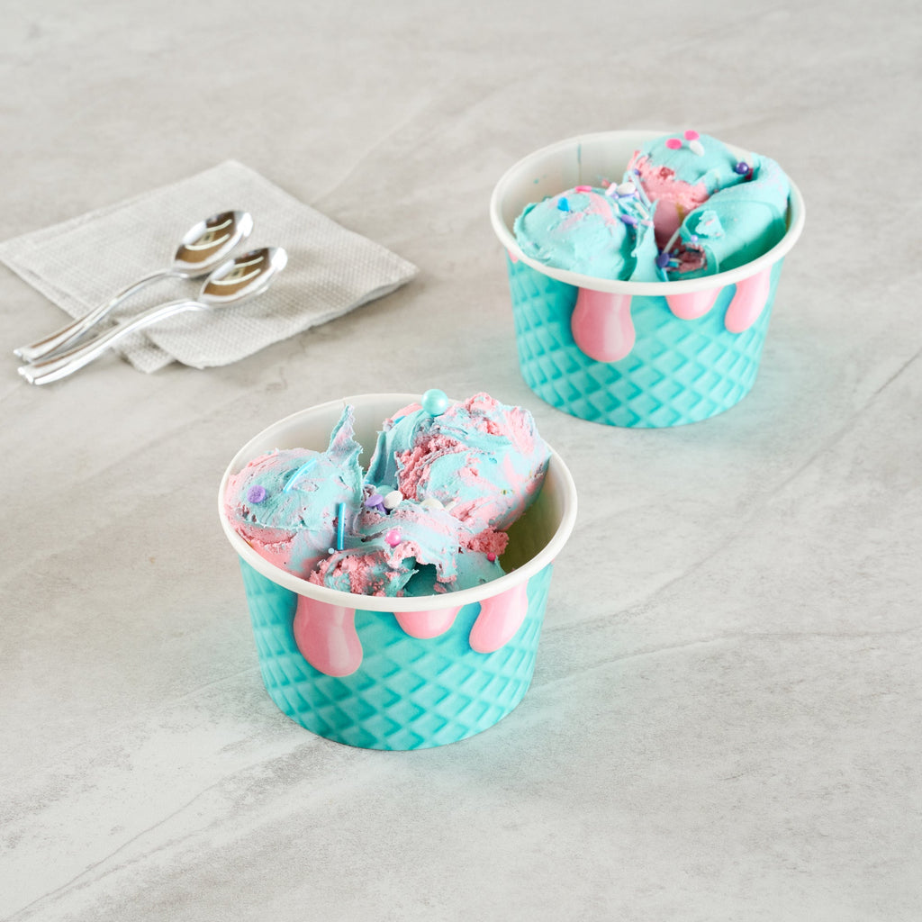 Coppetta 8 oz Round Bubblegum Splash Paper To Go Cup - 3 3/4" x 3 3/4" x 2 1/4" - 200 count box
