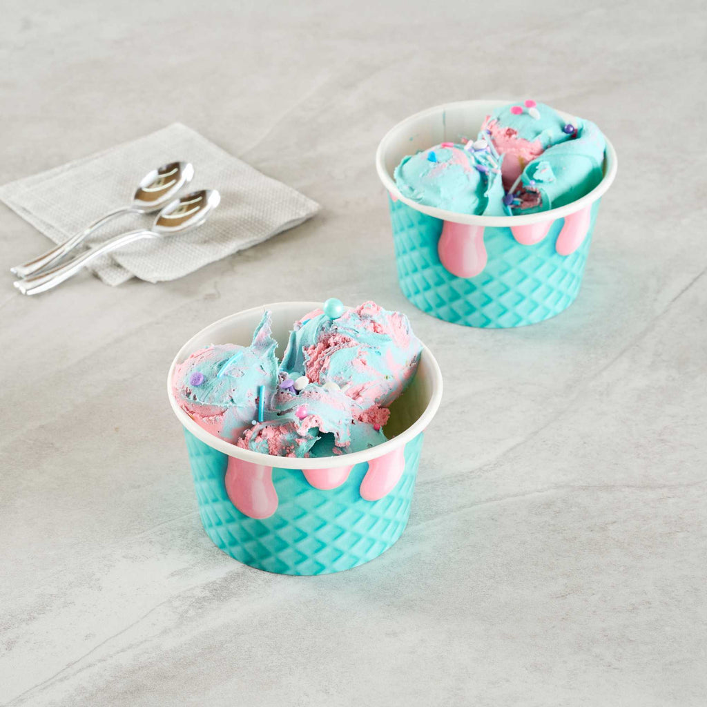 Coppetta 8 oz Round Bubblegum Splash Paper To Go Cup - 3 3/4" x 3 3/4" x 2 1/4" - 50 count box