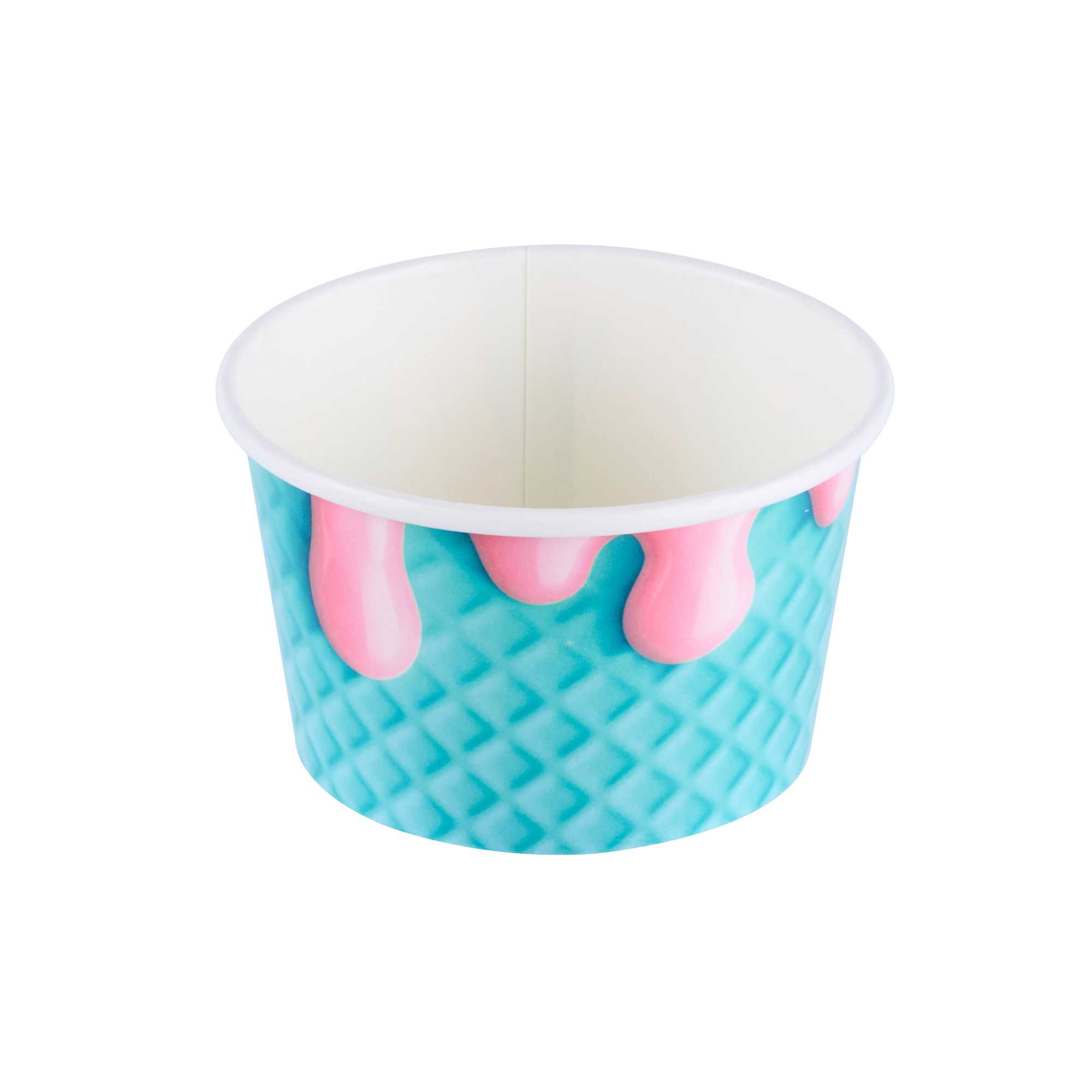 Coppetta 8 oz Round Bubblegum Splash Paper To Go Cup - 3 3/4" x 3 3/4" x 2 1/4" - 50 count box