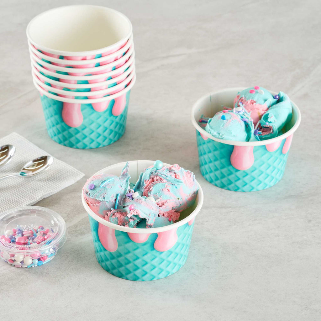 Coppetta 8 oz Round Bubblegum Splash Paper To Go Cup - 3 3/4" x 3 3/4" x 2 1/4" - 50 count box