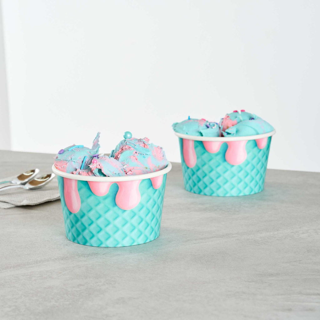 Coppetta 8 oz Round Bubblegum Splash Paper To Go Cup - 3 3/4" x 3 3/4" x 2 1/4" - 50 count box
