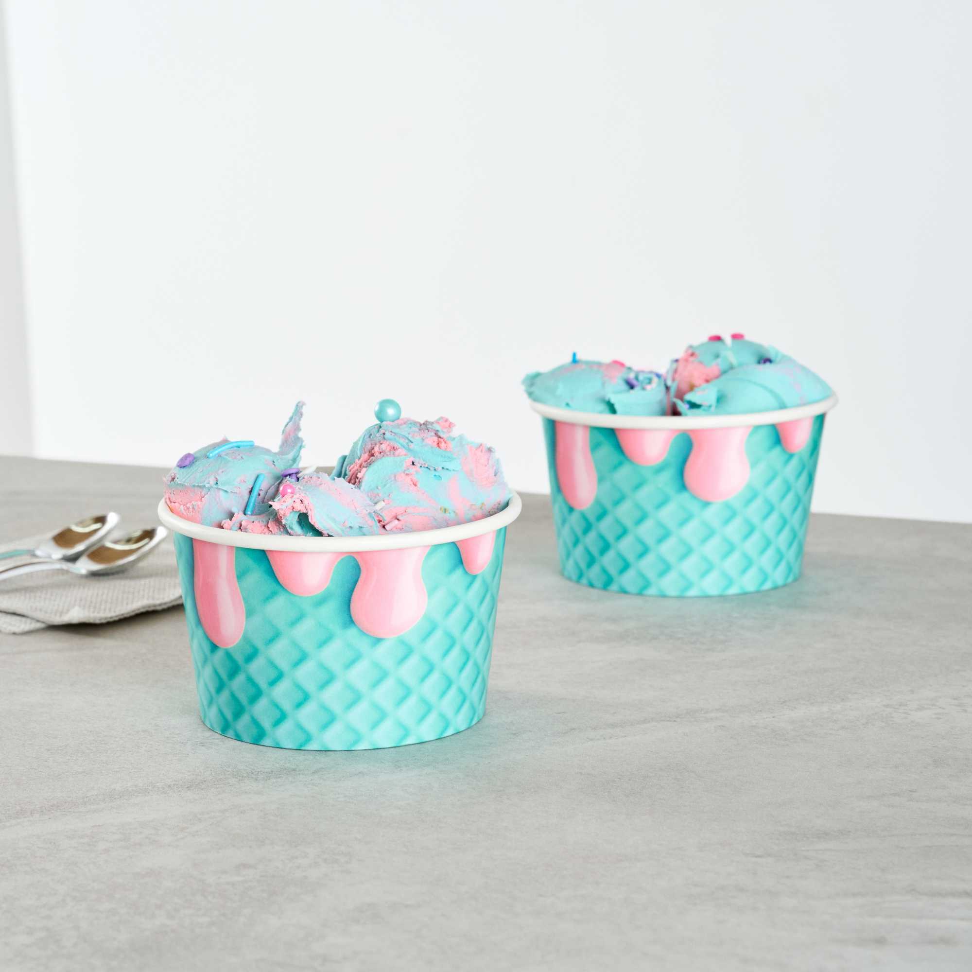 Coppetta 8 oz Round Bubblegum Splash Paper To Go Cup - 3 3/4" x 3 3/4" x 2 1/4" - 50 count box