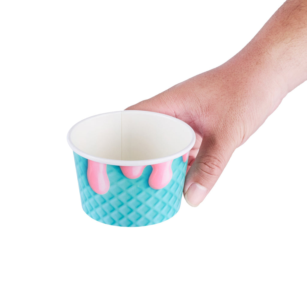 Coppetta 8 oz Round Bubblegum Splash Paper To Go Cup - 3 3/4" x 3 3/4" x 2 1/4" - 200 count box