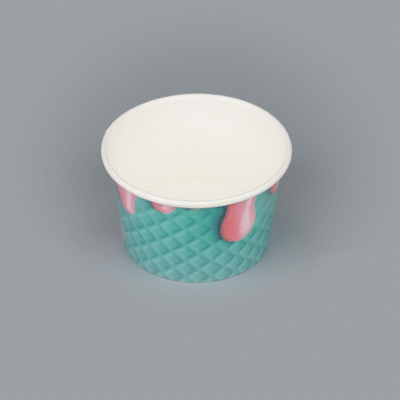 Coppetta 8 oz Round Bubblegum Splash Paper To Go Cup - 3 3/4" x 3 3/4" x 2 1/4" - 200 count box