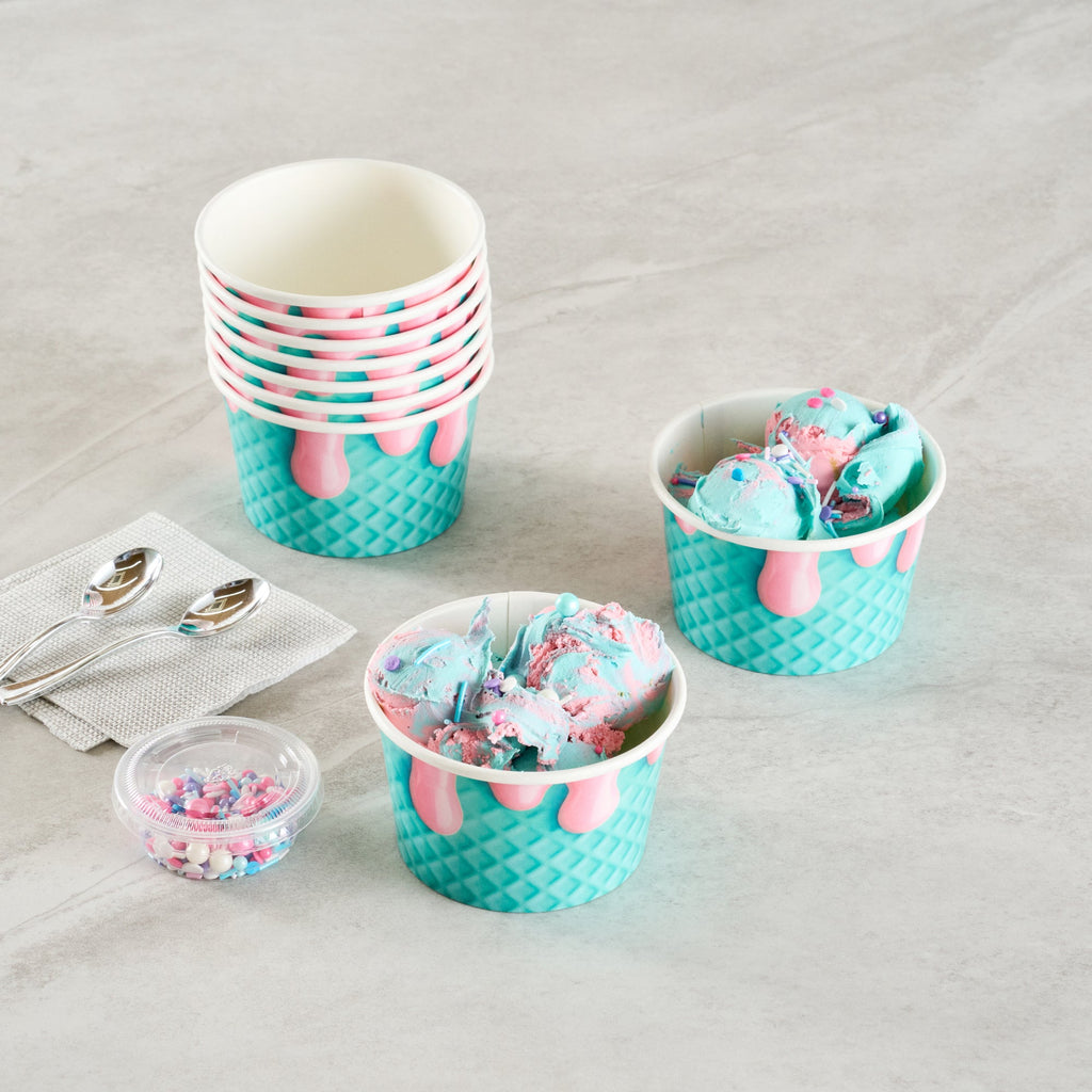 Coppetta 8 oz Round Bubblegum Splash Paper To Go Cup - 3 3/4" x 3 3/4" x 2 1/4" - 200 count box