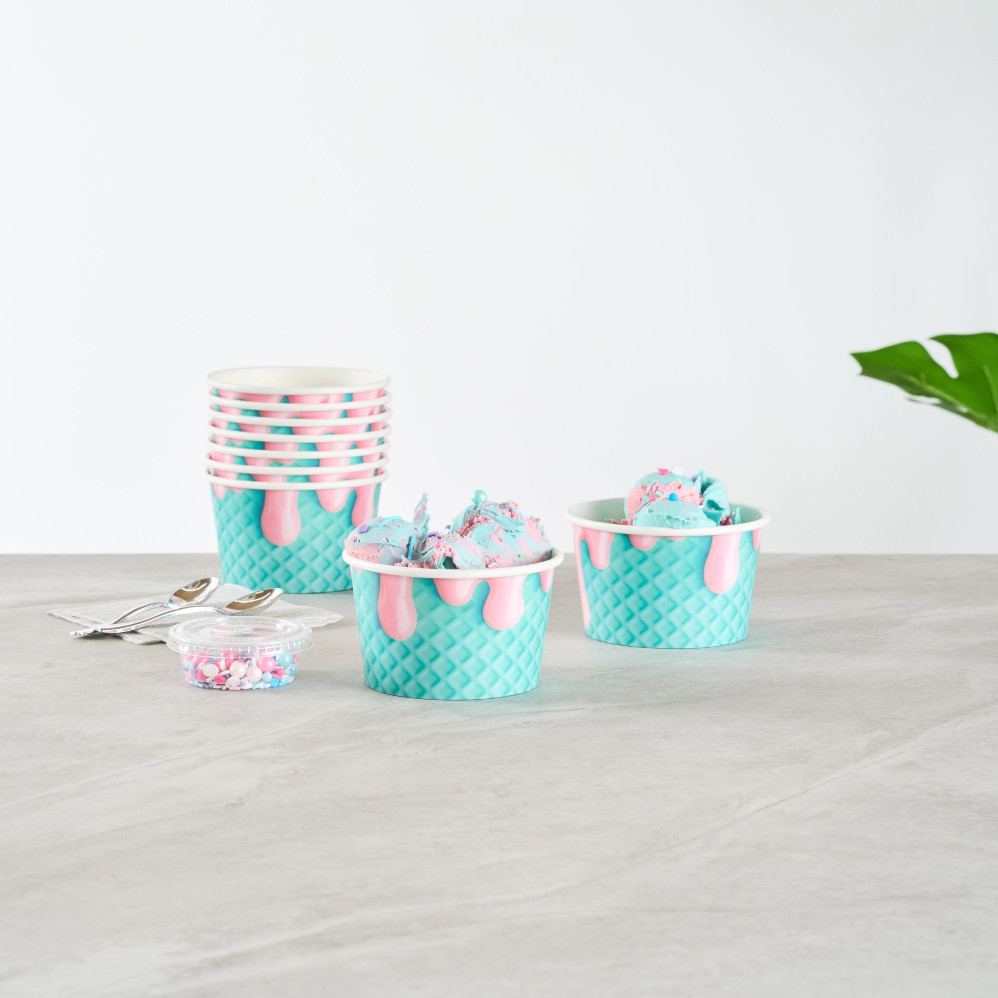 Coppetta 8 oz Round Bubblegum Splash Paper To Go Cup - 3 3/4" x 3 3/4" x 2 1/4" - 200 count box