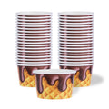 Coppetta 8 oz Round Chocolate Drizzle Paper To Go Cup - 3 3/4" x 3 3/4" x 2 1/4" - 50 count box