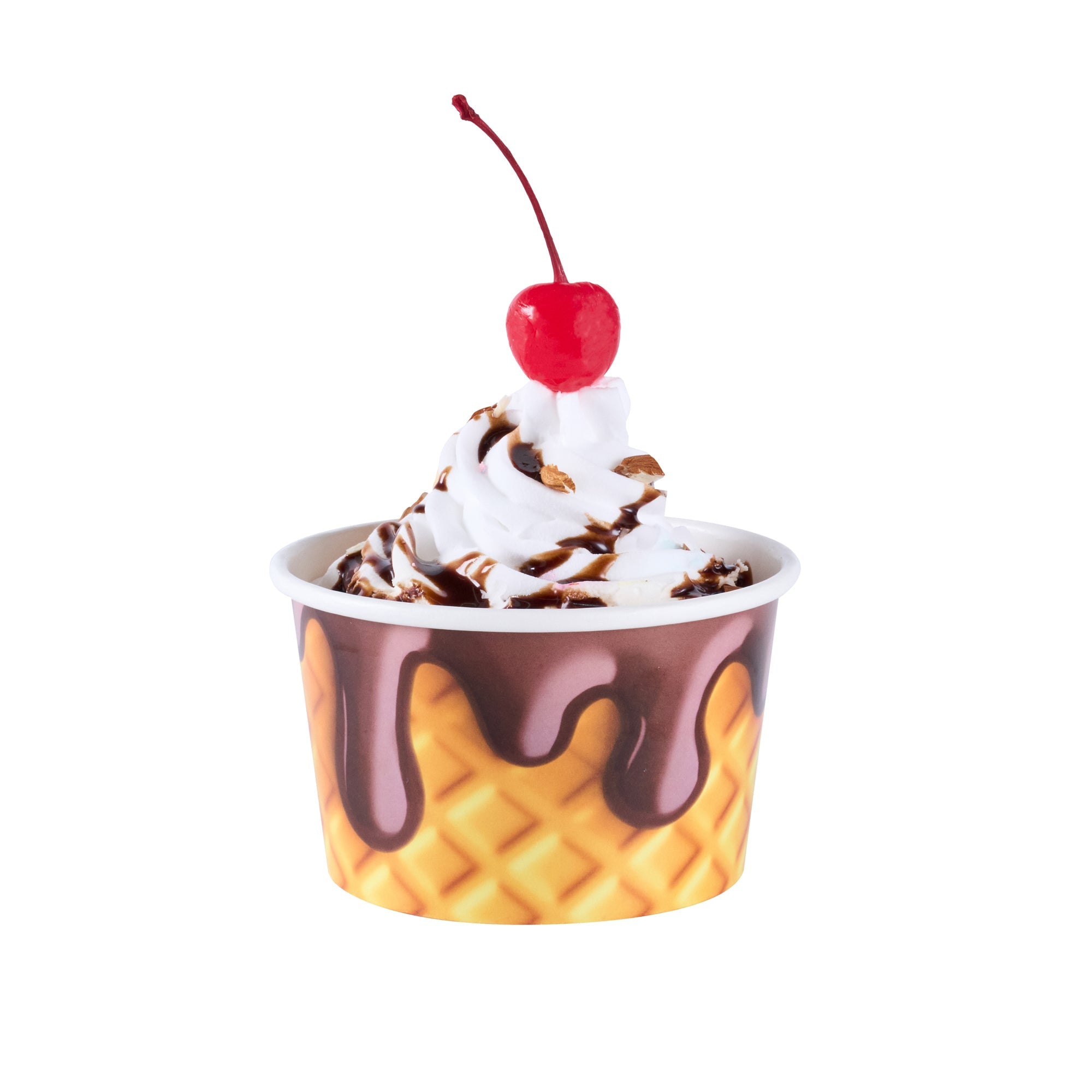 Coppetta 8 oz Round Chocolate Drizzle Paper To Go Cup - 3 3/4" x 3 3/4" x 2 1/4" - 200 count box