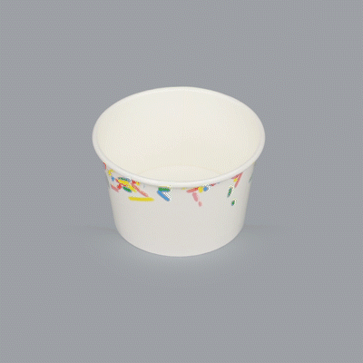 Coppetta 8 oz Round White Paper To Go Cup - with Classic Sprinkles - 3 3/4" x 3 3/4" x 2 1/4" - 50 count box