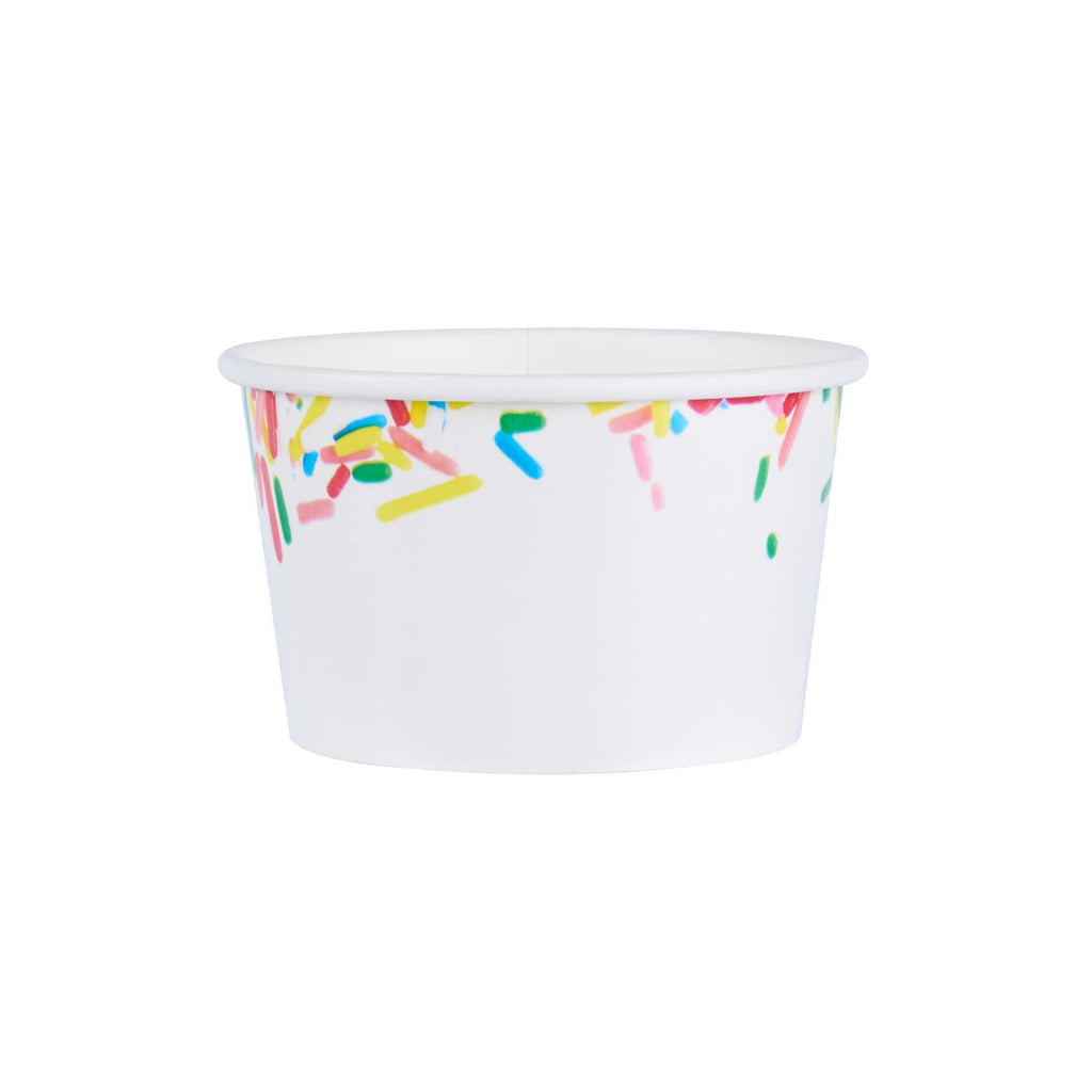 Coppetta 8 oz Round White Paper To Go Cup - with Classic Sprinkles - 3 3/4" x 3 3/4" x 2 1/4" - 50 count box