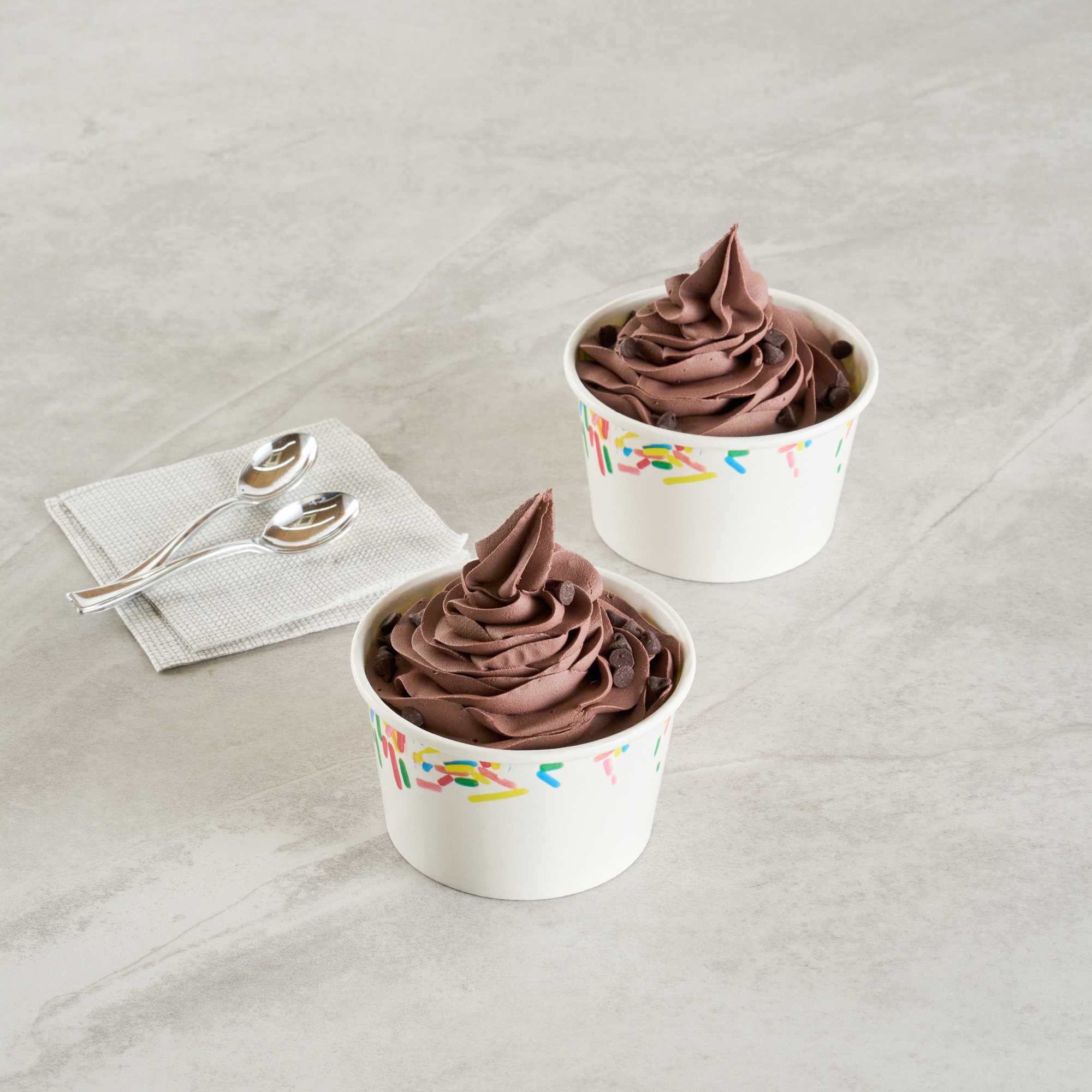 Coppetta 8 oz Round White Paper To Go Cup - with Classic Sprinkles - 3 3/4" x 3 3/4" x 2 1/4" - 50 count box