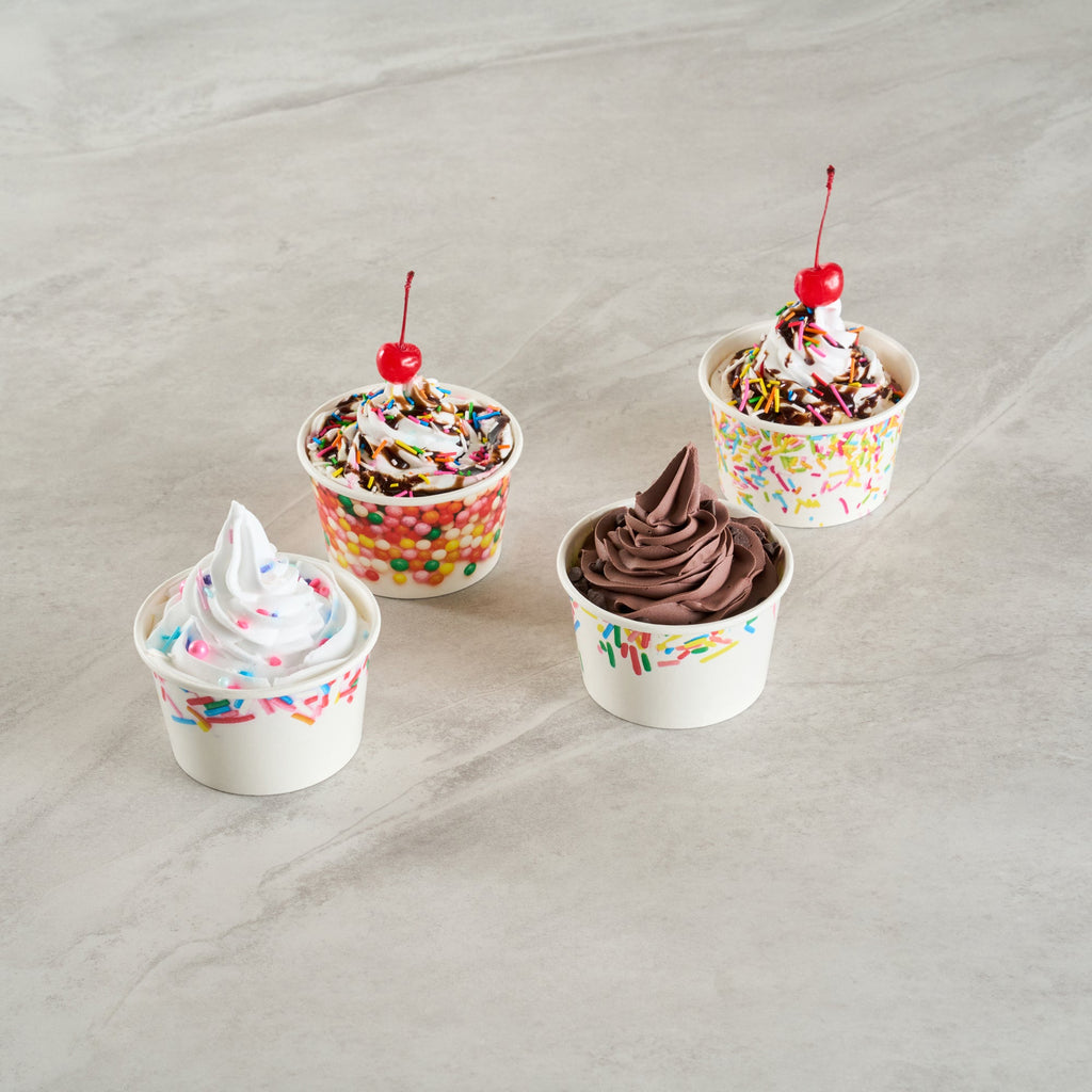 Coppetta 8 oz Round White Paper To Go Cup - with Classic Sprinkles - 3 3/4" x 3 3/4" x 2 1/4" - 200 count box