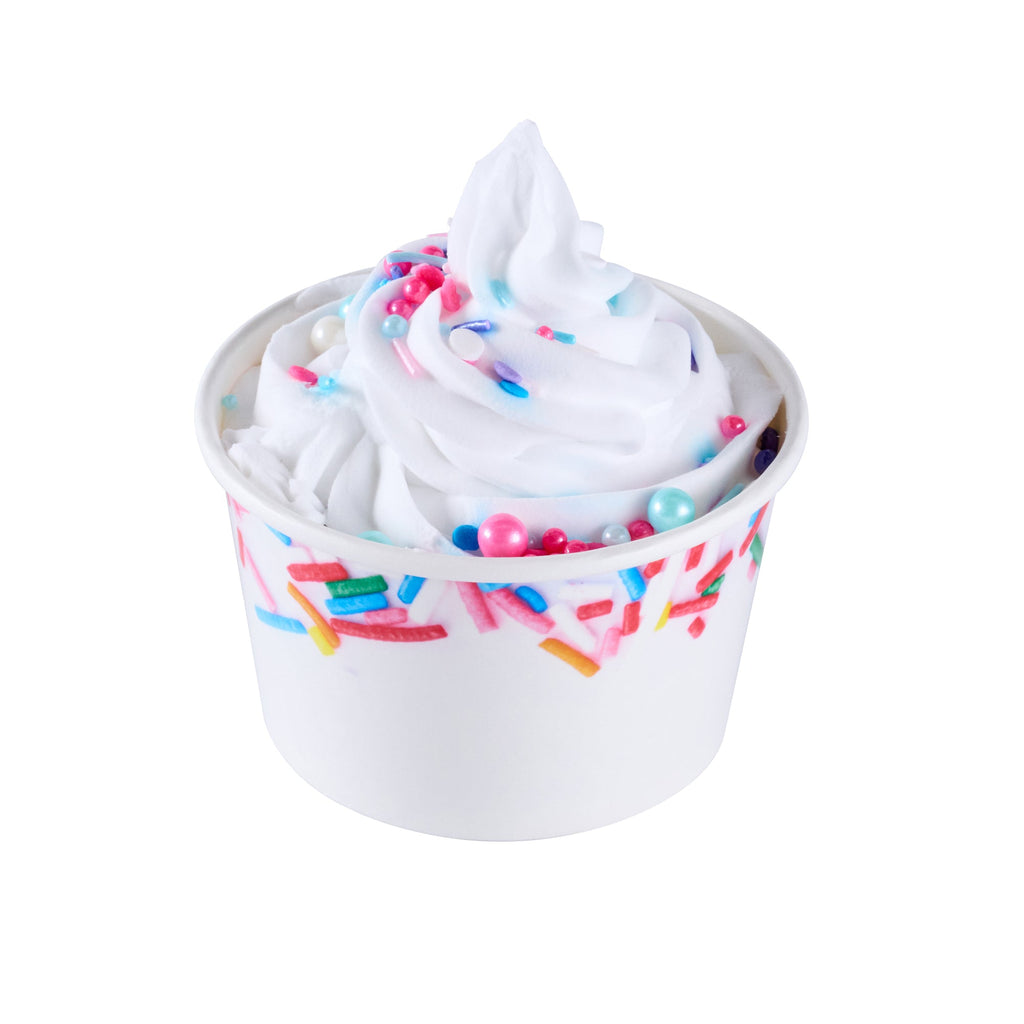 Coppetta 8 oz Round White Paper To Go Cup - with Festive Sprinkles - 3 3/4" x 3 3/4" x 2 1/4" - 200 count box