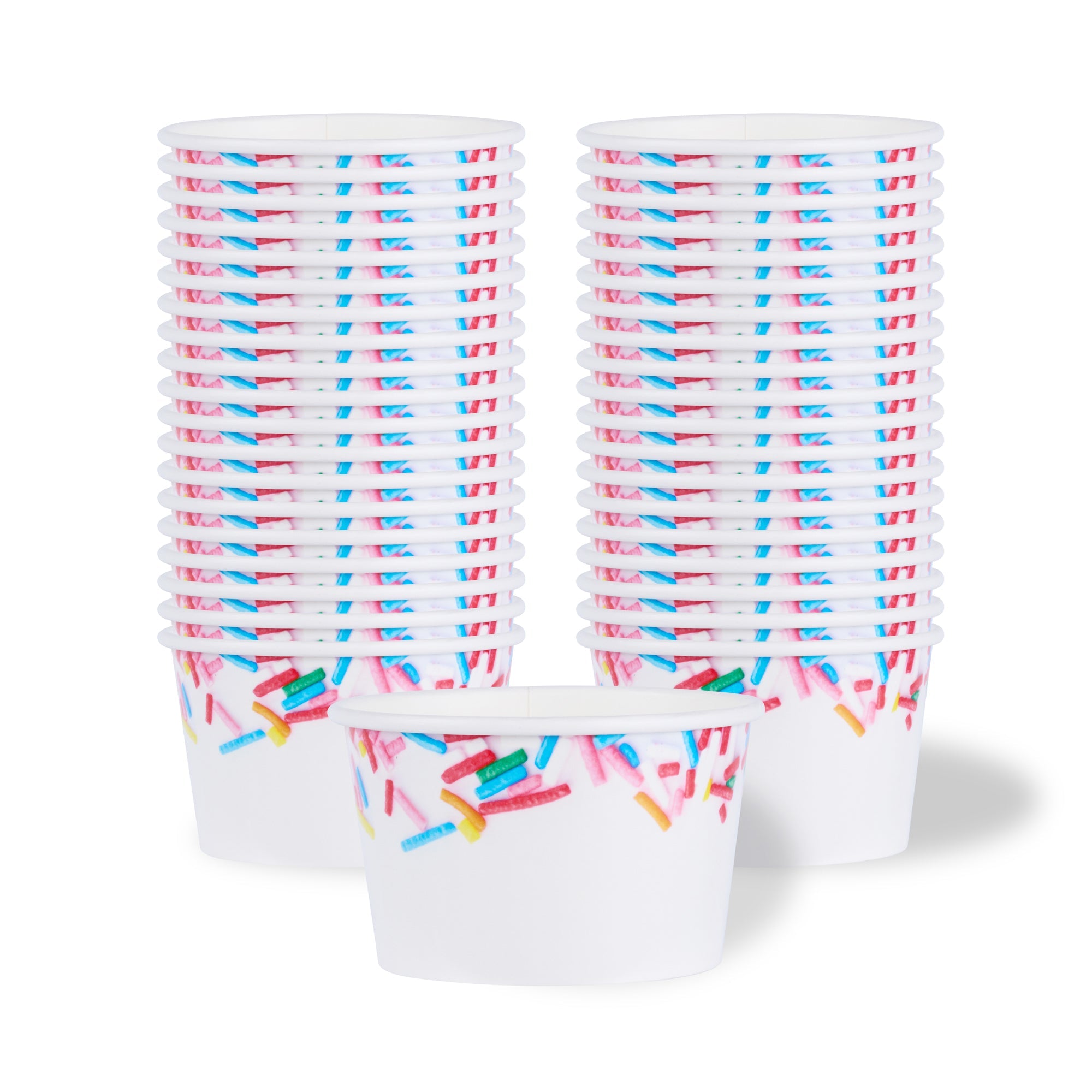 Coppetta 8 oz Round White Paper To Go Cup - with Festive Sprinkles - 3 3/4" x 3 3/4" x 2 1/4" - 200 count box