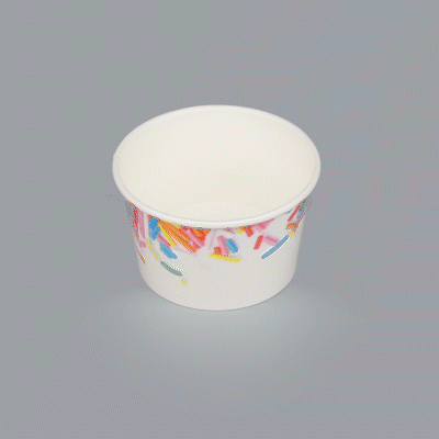 Coppetta 8 oz Round White Paper To Go Cup - with Festive Sprinkles - 3 3/4" x 3 3/4" x 2 1/4" - 50 count box